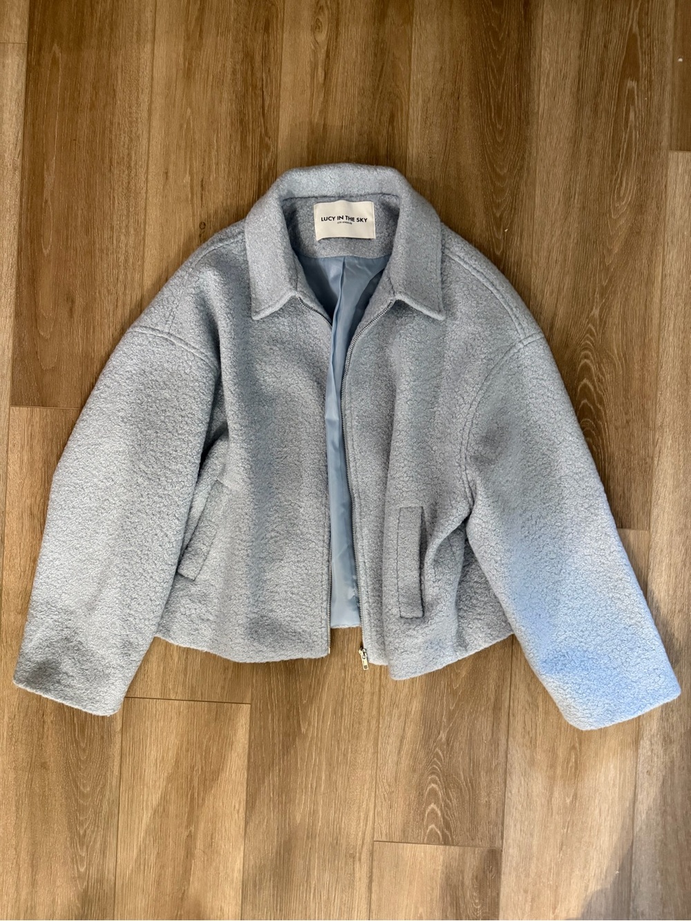 Lucy in the Sky Pale Blue Teddy Jacket size Medium